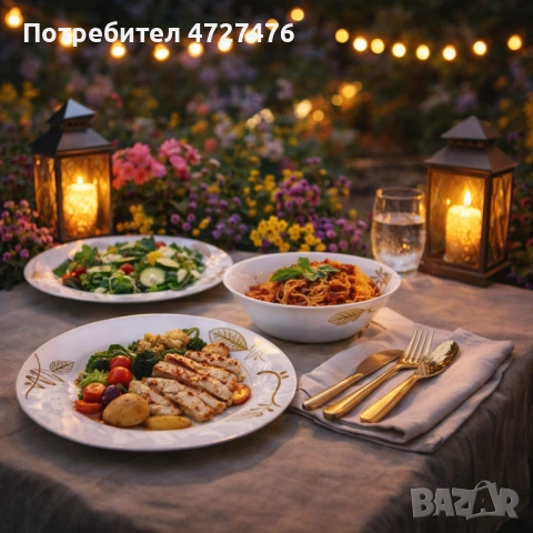 Стил и изтънченост за всяка трапеза - Комплект чинии 24 части с елегантен листен дизайн, снимка 3 - Прибори за хранене, готвене и сервиране - 53342180