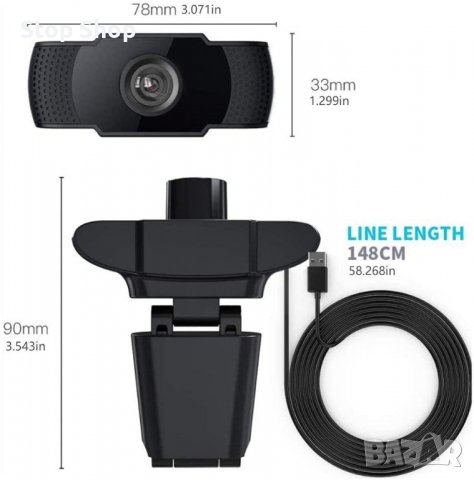 уеб камера 1080P с микрофон, настолен компютър лаптоп USB 3.0 уеб камера за видео разговори,, снимка 2 - Клавиатури и мишки - 37044759