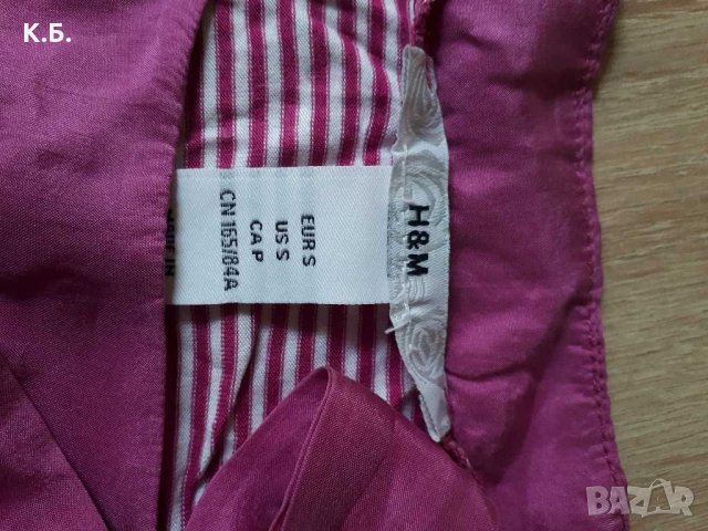 Блузка H&M с копринена панделка р-р S, снимка 4 - Тениски - 32133724