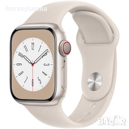 Apple Watch 8, GPS, Cellular, Корпус Starlight Aluminium 41mm, Starlight Sport Band, снимка 1 - Смарт гривни - 38016677
