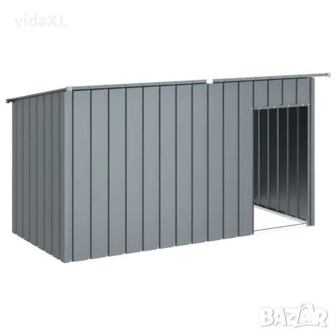 vidaXL Кучешка къща с покрив, антрацит, 196x91x110 см, стомана