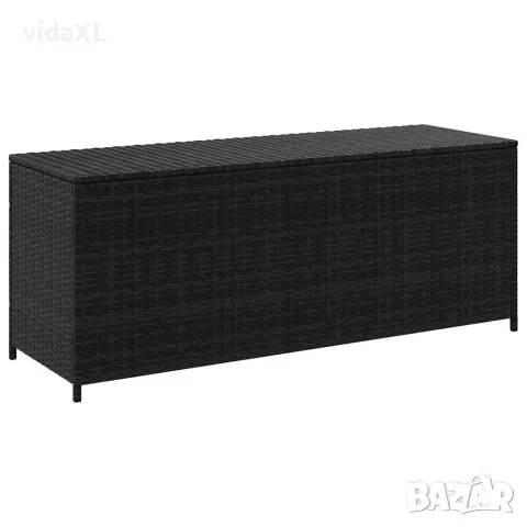 vidaXL Градински сандък за съхранение, черен, 150x50x60 см, полиратан