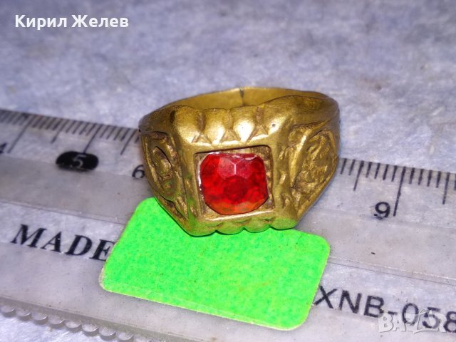 СТАРИНЕН ОРНАМЕНТИРАН БРОНЗИРАН КЛАСИЧЕСКИ РЕТРО ПРЪСТЕН с ФАСЕТИРАН КРИСТАЛ  РЪЧНА ИЗРАБОКА 29670, снимка 7 - Антикварни и старинни предмети - 40552649