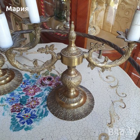 Чифт бронзови лампи 085, снимка 4 - Антикварни и старинни предмети - 29436469