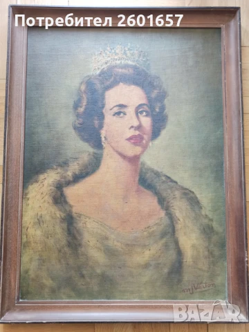 Портрет оригинал на белгийската кралица Фабиола, снимка 2 - Картини - 50540279