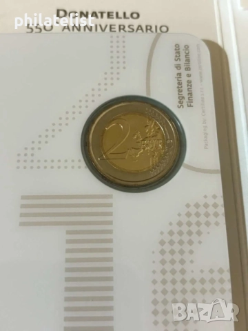 Сан Марино 2016 – 2 евро - 550 години от смъртта на Донатело BU , снимка 6 - Нумизматика и бонистика - 52003075