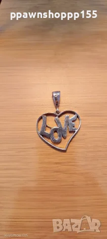 Сребърна висулка Сърце с надпис „LOVE“ - Проба 925 (2.81 г)