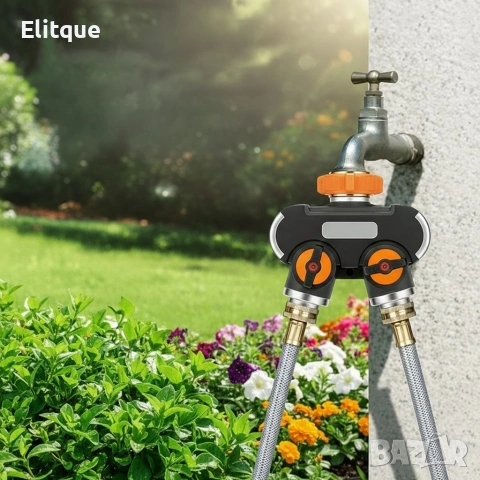 Двупосочен разпределител за градински кран 2-в-1: Сплитер за маркуч с независими вентили (3/4" и 1"), снимка 4 - Градински мебели, декорация  - 53371557