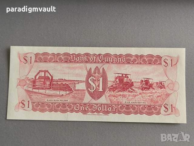 Банкнота - Гвиана - 1 долар UNC | 1989г., снимка 2 - Нумизматика и бонистика - 50670773