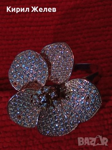 ПРЕЛЕСТЕН СКЪПОЦЕНЕН ФЛОРАЛЕН СРЕБЪРЕН ПРЪСТЕН ЦВЕТЕ СРЕБРО 925 с МНОГО БЛЕСТЯЩИ ЦИРКОНЧЕТА 17150, снимка 17 - Пръстени - 40555229