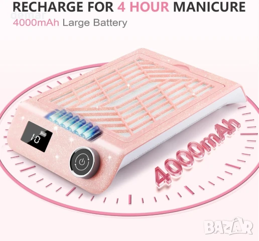 Акумулаторен колектор за прах от нокти Kredioo, 10 степени,5000 об/мин, снимка 4 - Други - 50910629