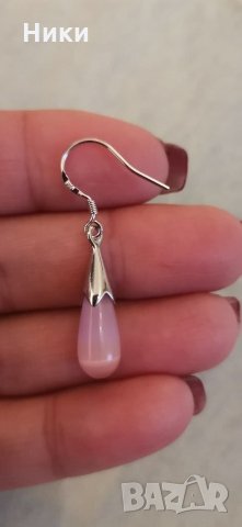 Нови обеци "розова сълза" със сребърно покритие и печат 925 - мод.3, снимка 4 - Обеци - 11078703