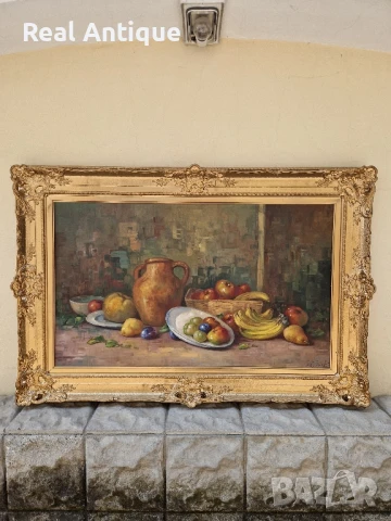 Изключителна огромна антикварна авторска майсторска картина масло върху платно , снимка 2 - Антикварни и старинни предмети - 50644642