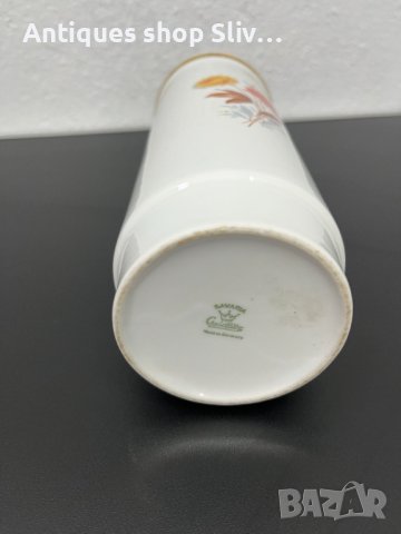 Немска порцеланова ваза с флорални мотиви. №5080, снимка 8 - Антикварни и старинни предмети - 44292740