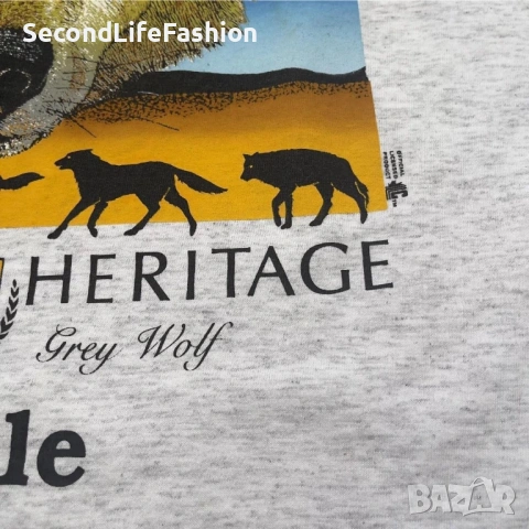 Тениска Oneita от 90-те, винтидж, рядка сив вълк Сиатъл размер M., снимка 5 - Тениски - 53119952