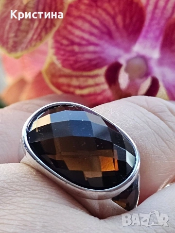 Марков сребърен комплект с Опушен кварц, снимка 5 - Колиета, медальони, синджири - 53906075