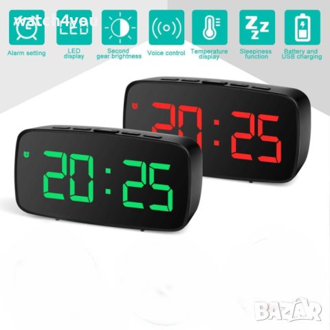 НОВ LED НАСТОЛЕН СВЕТЕЩ ЧАСОВНИK. СВЕТЕЩИ ЧАСОВНИЦИ С ГОЛЕМИ ЦИФРИ И НА ТОК ИЛИ БАТЕРИИ, ТЕРМОМЕТЪР, снимка 7 - Други - 42544851