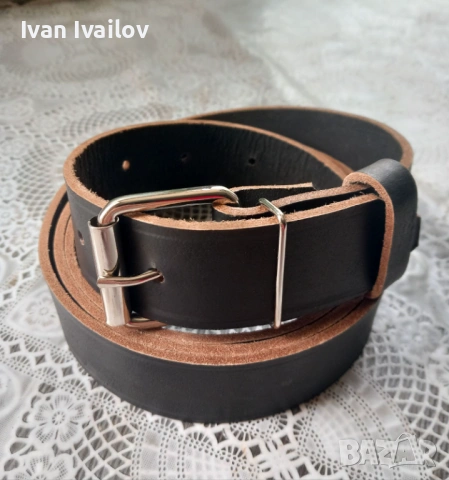 МАКСИ Мъжки колан (до 155 см) – ЕСТЕСТВЕНА КОЖА – Ръчна изработка, снимка 2 - Колани - 54122586