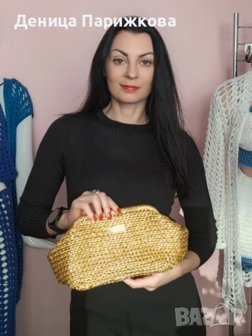 Ръчно плетена чанта от метализирана прежда модел "Блясък", снимка 7 - Чанти - 52747798