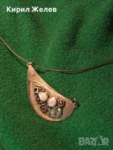 РАЗКОШНА СРЕБЪРНА ОГЪРЛИЦА с КРАЛСКИ СЕДЕФ СРЕБРО ВИСОКА ПРОБА РЪЧНА РАБОТА ЧАСТ от КОМПЛЕКТ 47560, снимка 17 - Антикварни и старинни предмети - 49656358