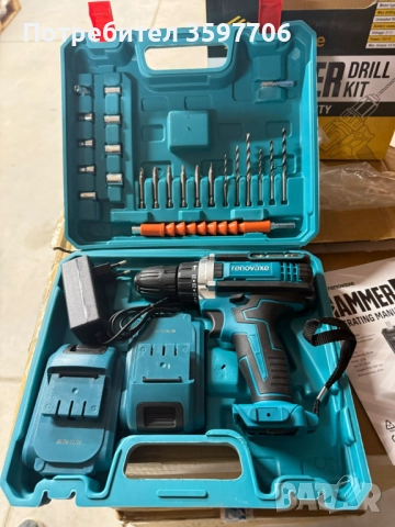 Комплект бормашина с двойна батерия и безчетков мотор за точност и мощност във всеки детайл, снимка 1