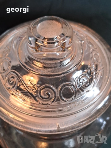 ретро италиански релефен стъклен буркан 5 литра 34/3, снимка 3 - Аксесоари за кухня - 53932663