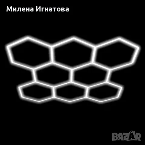 LED хексагонално осветление за гараж и работилница 280W, 6500K, 257.6×244.4 см, 35 LED панела, IP54, снимка 11 - Лед осветление - 55907534
