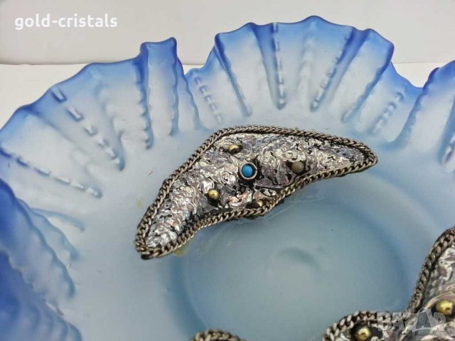 Стъклена купа фруктиера цветно стъкло, снимка 8 - Антикварни и старинни предмети - 29571507