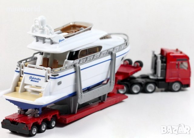 MAN транспортен на яхта, heavy haulage transporter with yacht - мащаб 1:87 на SIKU, снимка 4 - Колекции - 38046095