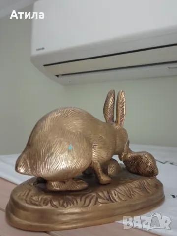 заек статуетка  бронз 12/16 см, снимка 4 - Статуетки - 50149845