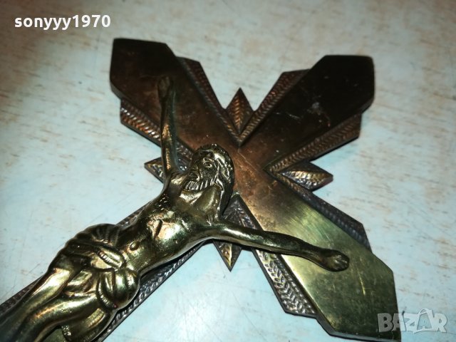 кръст 20см-мед/месинг-made in belgium 0902211045, снимка 2 - Колекции - 31740101