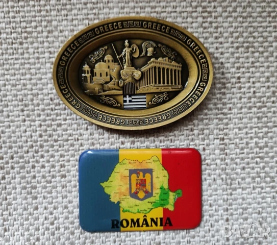 Магнити за хладилник - Гърция (метален) и Румъния