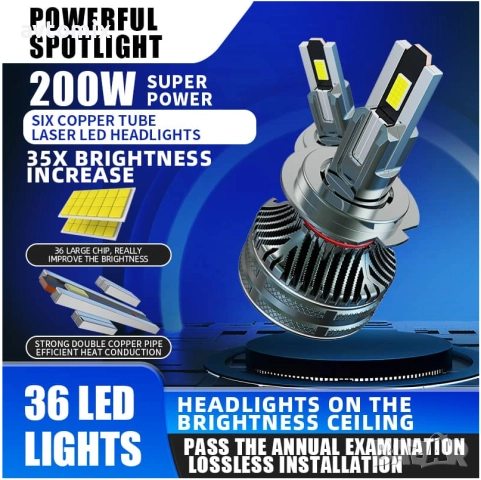 LED Крушки Н4 100w 10000LM,12-24v canbus, снимка 3 - Аксесоари и консумативи - 51803955