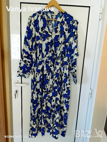 H&amp;M рокля в бяло синьо и черно ХЛ размер , снимка 2 - Рокли - 51362936