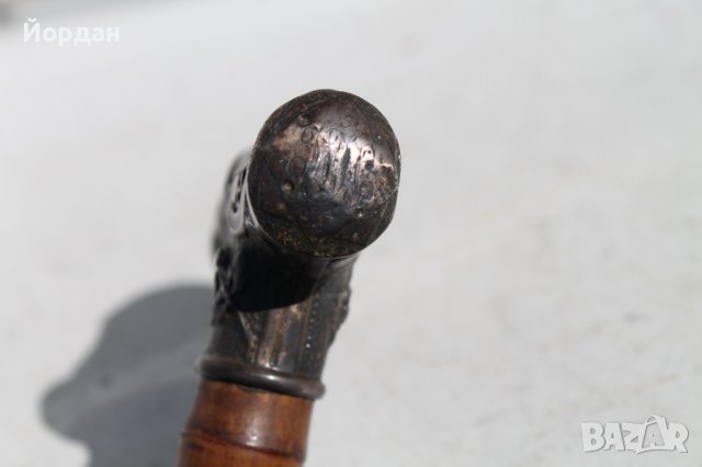 Стар бастун от бамбук със сребърна дръжка, снимка 10 - Колекции - 38300242