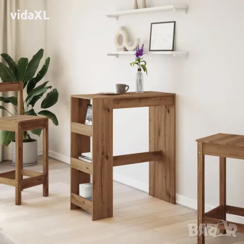 vidaXL Бар маса с рафтове дъб артизан 90x40x103,5 см инженерно дърво, снимка 3 - Маси - 56148193