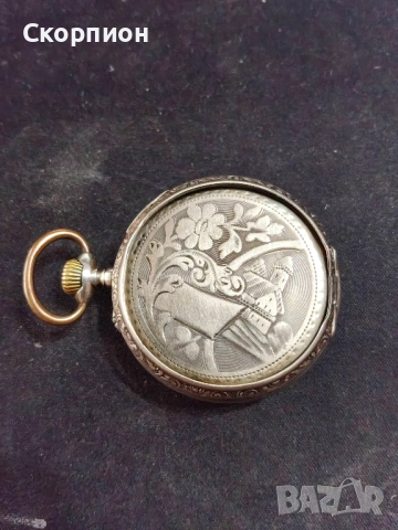 Швейцарски СРЕБЪРЕН джобен часовник 1901г. с позлата - 10 РУБИНА - ПРОМОЦИЯ, снимка 5 - Джобни - 50040781