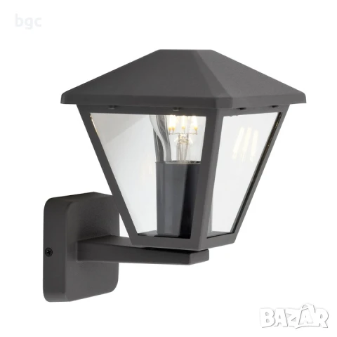 Аплик Well Firenze, За външен мотаж, E27, 60W, IP44, Позиция нагоре, Алуминий/Стъкло, Тъмносив - 24 