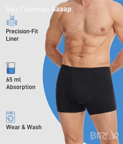 Нови Мъжки абсорбиращи боксерки при инконтиненция 3 броя L черно бельо, снимка 2 - Други - 53890310