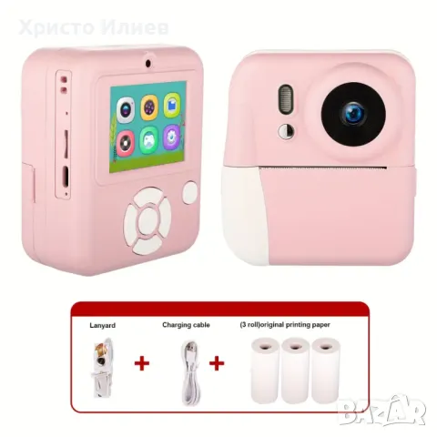 Детска камера с функция за печат Детски фотоапарат с дисплей за моментни снимки Лилав, снимка 2 - Други - 50081277
