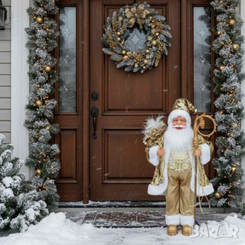 Луксозна коледна фигура Дядо Коледа в златно (50 / 70 / 90 см), снимка 3 - Други стоки за дома - 52149822