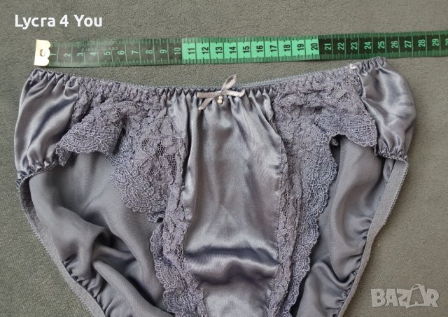 S/M сиви сатенени бикини с дантела отпред, снимка 8 - Бельо - 44447063