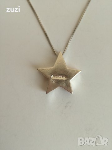 Сребърно колие със звезда - 925 сребро, снимка 2 - Колиета, медальони, синджири - 30900698