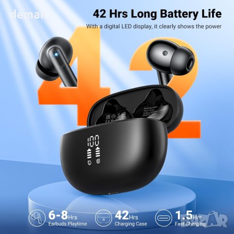 Aoslen Безжични слушалки, Bluetooth 5.3 IPX7 водоустойчиви черни, снимка 8 - Bluetooth слушалки - 44168599