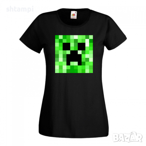 Дамска тениска Creeper Face 2 майнкрафт Minecraft,Игра,Забавление,подарък,Изненада,Рожден Ден., снимка 3 - Тениски - 36520628