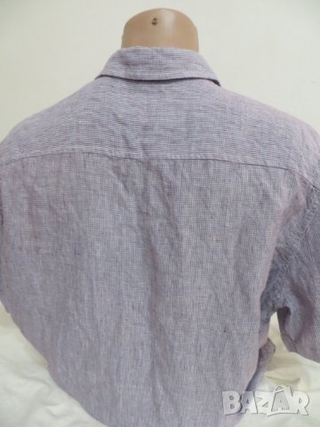 Мъжка ленена риза с къс ръкав Marks & Spencer, снимка 3 - Ризи - 25605522