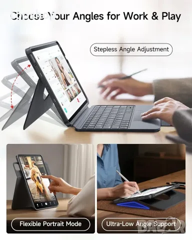Чисто нов калъф с клавиатура HOU 360° за iPad 10th Gen и A16 (10.9" / 11")  , снимка 7 - Таблети - 55729912