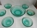 Стъклени купа и купички цветно зелено стъкло, снимка 2