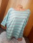 Сива-тюркоазена широка блуза с 3/4 ръкав Л , снимка 1 - Тениски - 34243481