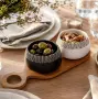 Бамбукова ордьовъриера с 2 отделения и керамични купички, 27.5x10x6 см., снимка 3